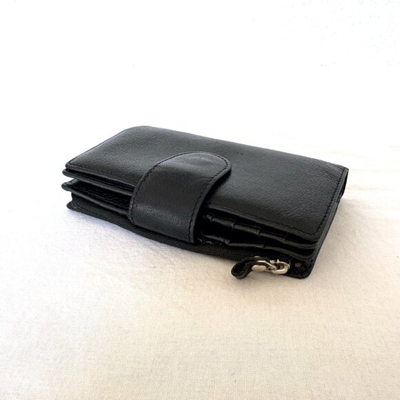 Black Soprano Leather Wallet | 3-Section Billfold - Picture 1 of 13